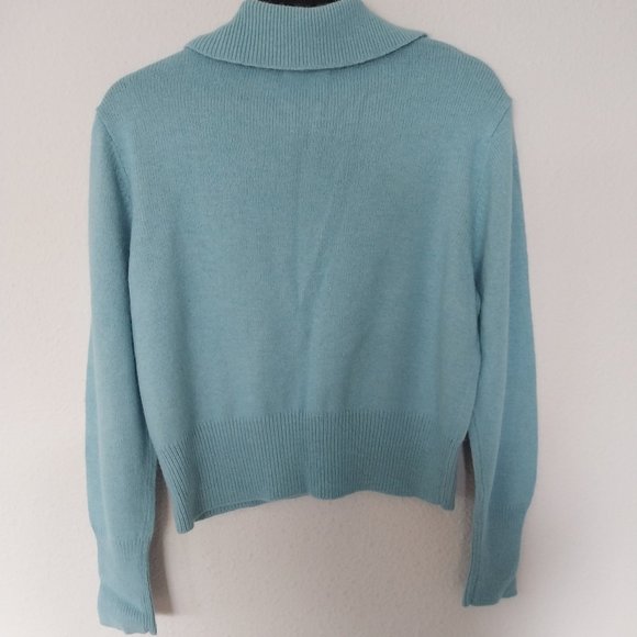 Tapemeasure Vintage Blue Pointelle Knit Angora Blend Button Up Cardigan NWOT - Picture 2 of 12